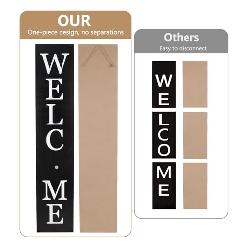 Interchangeable Welcome Sign for Front Porch- 45"X9" Large Standing/Hanging Wooden Sign with 12 PCS Replaceable Icons for Farmhouse Harvest Fall Halloween Thanksgiving Porch Wall Yard Decorations (Black) FestalMart