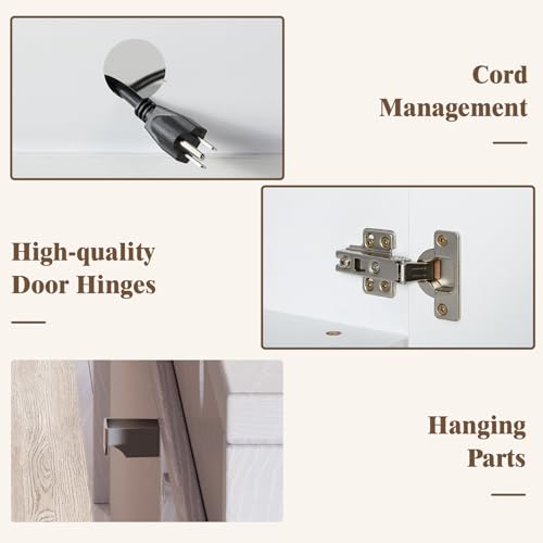 LUXOAK 80 inch Floating TV Stand with 40" Electric Fireplace, Wall Mounted Electric Fireplace Entertainment Center with Storage Space, TV Stand for Living Room for TVs Up to 90", White&Black LUXOAK