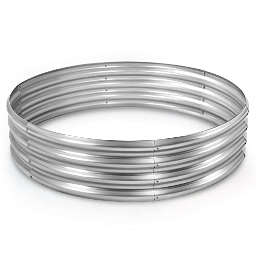 Land Guard Galvanized Raised Garden Bed Kit, Round Large Metal Galvanized Planter Raised Garden Boxes Outdoor… Land Guard