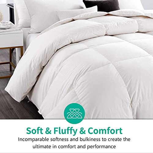 APSMILE Oversized King Luxury Organic Cotton All Season Down Feather Fibers Comforter, High Fill-Power Medium Warmth Duvet Insert (120x98, Ivory White) APSMILE