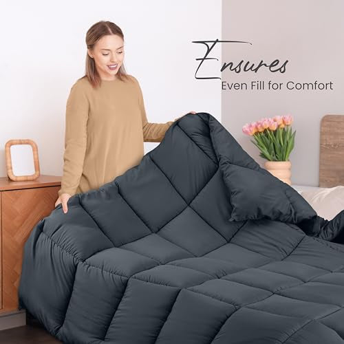 Utopia Bedding Comforters King Size, All Season Duvet Insert, Down Alternative Box Stitched Bed Comforter with Corner Tabs, Machine Washable (Grey) Utopia Bedding