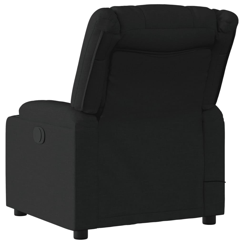 vidaXL Black Fabric Massage Recliner Chair - Manual Reclining, Vibration Massage, Cup Holders for Comfort in Living Room/Lounge vidaXL