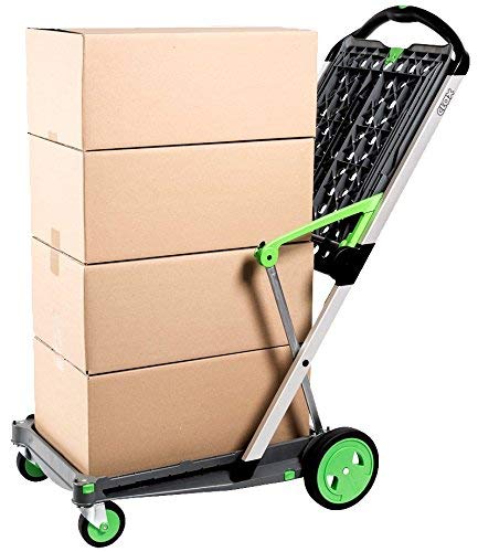 CLAX® The Original | Made in Germany | Multi use Functional Collapsible carts | Mobile Folding Trolley | Shopping cart with Storage Crate | Platform Truck (Green) Clax