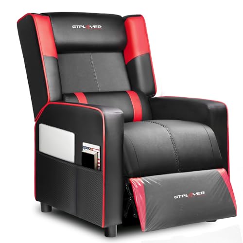 GTPLAYER Gaming Recliner Chair for Living Room Racing Style Single PU Leather Gaming Sofa for Adults Modern Game Recliners Ergonomic Comfortable Home Theater Seating, Red