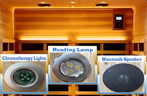 LTCCDSS Ultra-Low EMF Outdoor Mahogany Sauna 4 Person Far Infrared Sauna for Home EMF Average 0.5 mG, Withstand Outdoor Temp -10℉-149℉ Chromotherapy, Bluetooth Speaker LTCCDSS