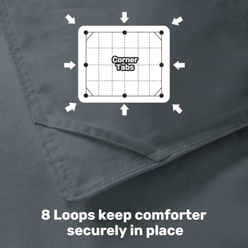 Goose Feather Comforter Queen Size, Duvet Insert All Season Queen, Bed Comforter Quilted Hotel Luxury Fluffy 100% Cotton Blanket with 8 Corner Tabs, 90 x 90 Inch, Grey, Machine Washable Deodar