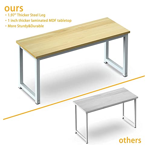 NSdirect Modern Computer Desk 63 Inch Large Office Desk, Writing Study Table for Home Office Desk Workstation Wide Metal Sturdy Frame Thicker Steel Legs, White NSdirect