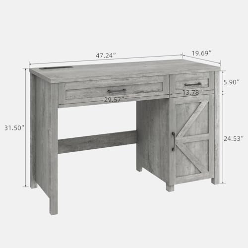 Farmhouse 47" Executive Desk, Computer Desk with Drawers and Storage Cabinet, Workstation Computer Table for Study and Home Office. Vabches
