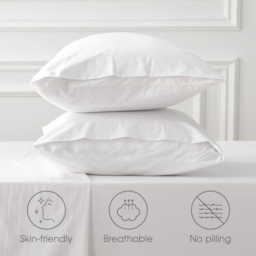 HYPREST Extra Deep Pocket King Sheet Sets Fits 18"-24" in Deep Mattress -100% Cotton King Sheet Set,White Hotel Luxury Soft Wrinkle Free Cooling Sheet Sets for King Bed Deep Pocket HYPREST
