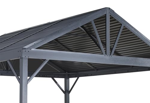 Sojag 8' x 8' Sanibel I Hardtop Gazebo Outdoor Weather-Resistant Aluminum Frame Sun Shelter Light Grey Sojag