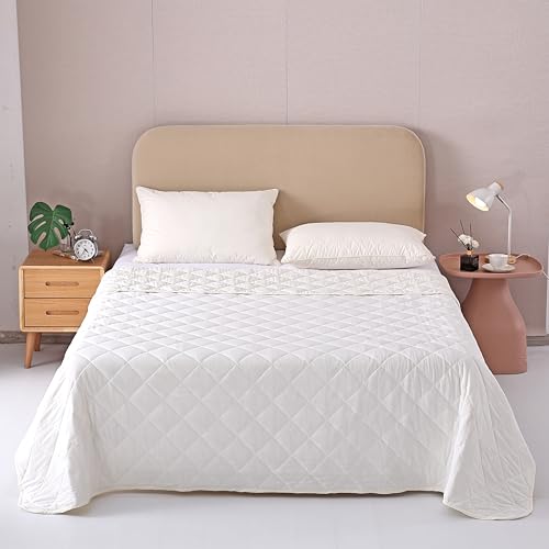EVOLIVE Elastane Diamind Quilted All Season Light Weight Single Reversible Cooling Quilt/Comforter (White, Full/Queen) EVOLIVE