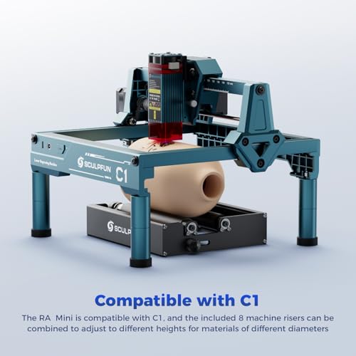 SCULPFUN RA Mini Laser Rotary Roller with Bracket, Y-Axis Rotary Roller 360° Rotation for Engraving Cylindrical Objects Cans Cups Bottles, Compatible with iCube, iCube Ultra and C1 Laser Engraver SCULPFUN