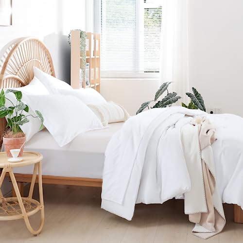 weigelia Queen Comforter Set White Comforter Set Queen 7 Pieces Bed in a Bag Queen Size Bedding Set with Fitted Sheets, Flat Sheets, Pillow Shams and Pillowcases weigelia