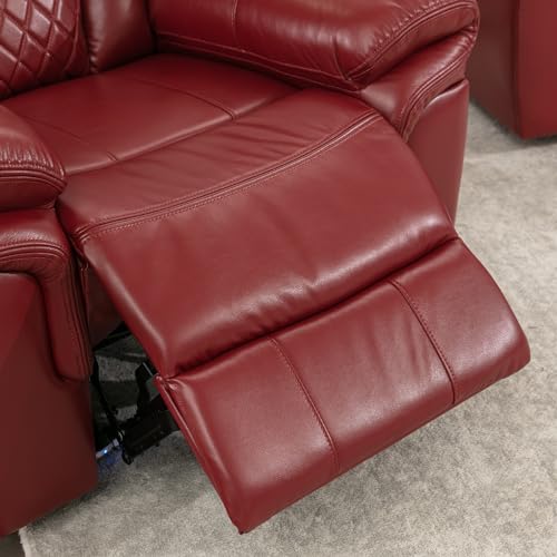 ERYE Manual Recliner Chair with LED Light Strip for Living Room, Bedroom, Manual Reclining Home Theater Seating Armchair, Faux Leather Tufted