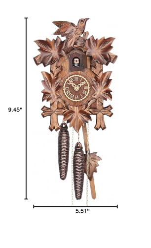 Trenkle Cuckoo Clock Five Leaves with Bird, 1 Day Running time, Walnut Trenkle