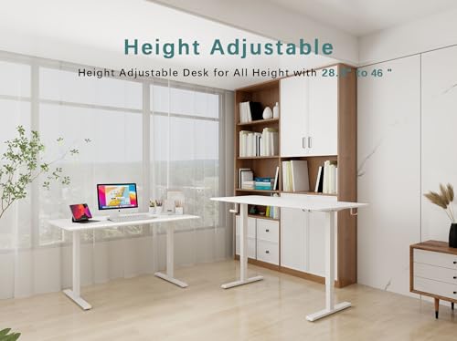 Whole Piece Manual Standing Desk Adjustable Height with Lockable Casters- Hand Crank Stand up Desk with Wheels, Mobile Sit to Stand Workstation with Handle iWkstation