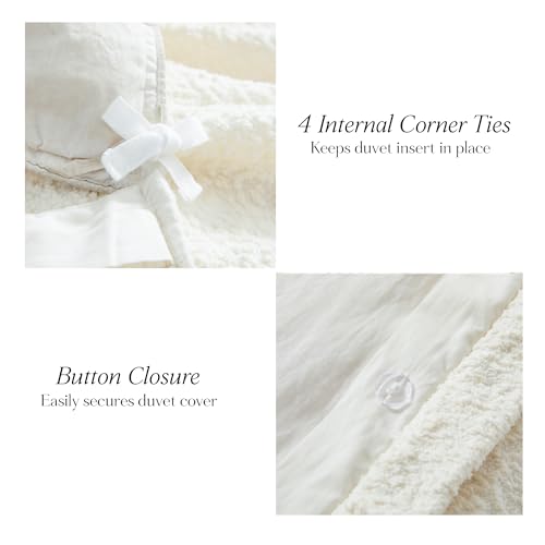 Lush Decor Lotti Boucle Duvet Cover 3 Piece Set King Soft White - White Duvet Cover- Textured Cozy Bedding Set - Modern Minimalist Decor Lush Decor