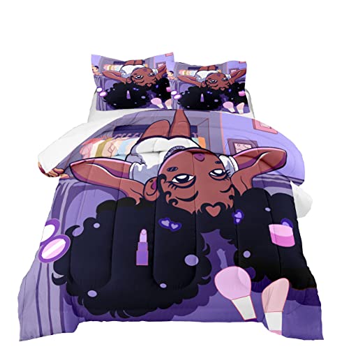 FJKJHKGJ African Black Girl Twin Bedding Set, Twin Bed Bedding for Kids Black Girl Comforter Set, 1 Comforter + 1 Pillowcase FJKJHKGJ