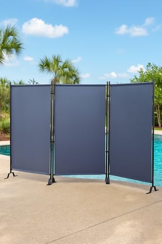 Proman Products - Galaxy Section Divider, Water Repellent Fabric Room Divider with Black Powder Coated Metal Frame for Indoors or Outdoors (Grey) Proman Products