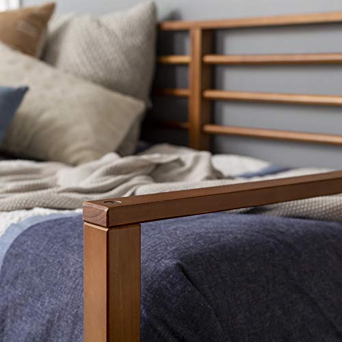 Mid-Century Modern Caramel Wood Spindle Daybed Frame with Headboard and Footboard - Twin Size Walker Edison