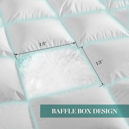 Martha Stewart Goose Feather Down Fiber Cotton Comforter Queen Size, Feather Duvet Insert Queen, Hotel Collection Hypoallergenic Comforter 58oz All Season Medium Warmth 90 x 90 Inch White Martha Stewart