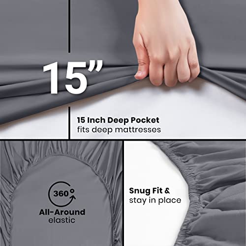 Utopia Bedding Queen Fitted Sheets - Bulk Pack of 6 Bottom Sheets - Soft Brushed Microfiber - Deep Pockets - Shrinkage & Fade Resistant - Easy Care (Grey) Utopia Bedding