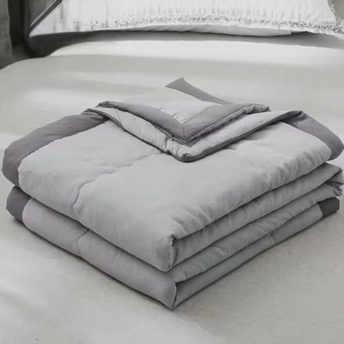 Duvet Quilt Comforter for All Seasons - Single Bedding, Cotton Blend, Soft and Pleasantly Warm, Machine Washable,Grey,140x200cm Generic
