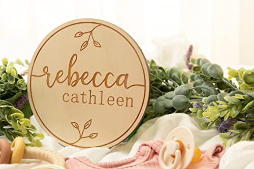 Baby Announcement Sign, Hospital Sign, Gender Reveal Baby Photo Props, Wooden Name Sign, Baby Shower Gift, Birth Stat, Laser Birth Engraved Round WoodArtSupply