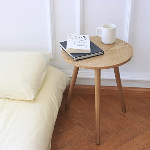 AWASEN Side Table Round, Small Accent Table Nightstand Modern End Table for Living Room Bedroom Office Small Spaces, 16''D x 19.5''H(Natural Walnut) AWASEN