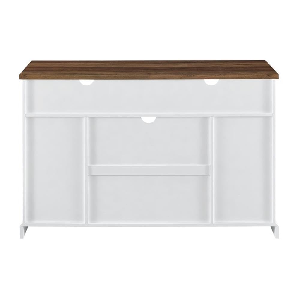 Pemberly Row Farmhouse Sliding Door Wood 52" Highboy TV Stand Console Buffet Credenza Storage Cabinet in White Pemberly Row