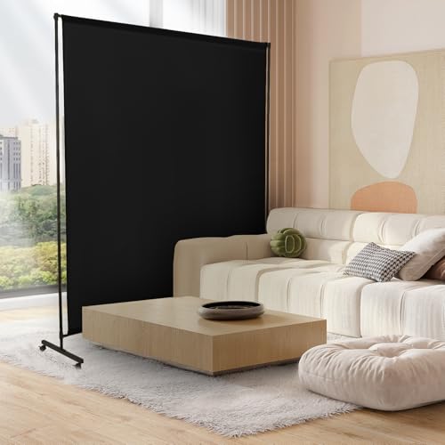 YSEJOMP Room Divider Screen 72"x72" with Lockable Caster Wheels, Privacy Panel for Home, Office, or Classroom, Easy to Move and Secure with Brake,Height Adjustable (Black, 72 X 72 Inches) YSEJOMP