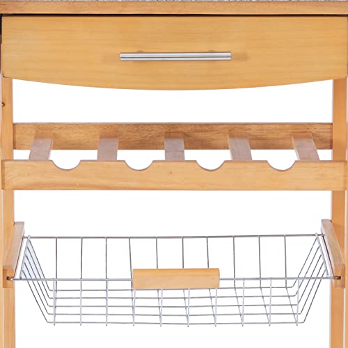 Linon Kitchen Island Granite Top, 33.88" x 22.8" x 15.63", Natural Linon