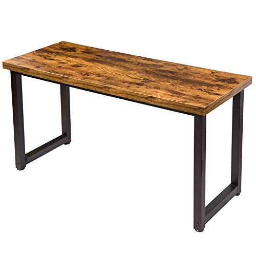 TOPSKY 59" Big Large Computer Office Desk 1.88" Thickness Desktop (Rustic Brown) TOPSKY