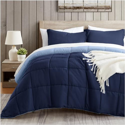 satisomnia Twin Comforter Set, Navy Blue Bedding Comforters Twin XL Size, 2 Pieces Down Alternative Bed Comforter Lightweight, Soft Quilted Bed Set Breathable, Reversible All Season Bedding Sets