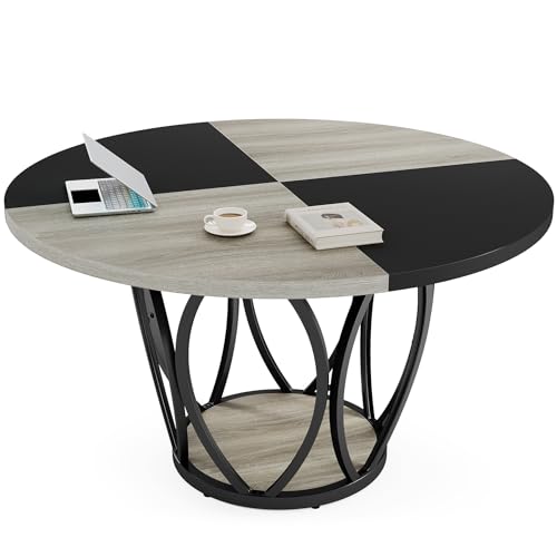 Tribesigns 47-Inch Round Conference Table for 4-6, Modern Meeting Table, Wooden Meeting Seminar Table, Simple Office Table for Office Conference Room Tribesigns