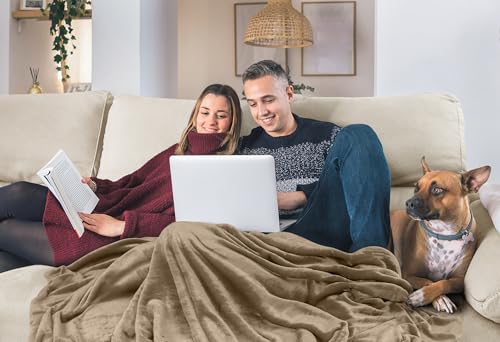 Utopia Bedding Fleece Blanket Twin Size Camel 300GSM Luxury Anti-Static Fuzzy Soft Microfiber Bed Blanket (60x80 Inch) Utopia Bedding