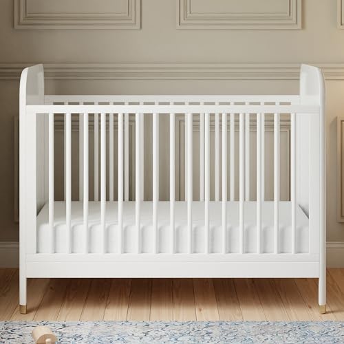 Namesake Brimsley Tambour 3-in-1 Convertible Crib in Warm White, GREENGUARD Gold Certified NAMESAKE