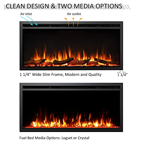 LegendFlame 40" W Austin in Wall Recessed & Wall Mounted Electric Fireplace (EF286A) Legend Flame