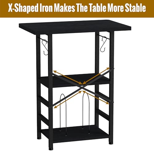 YAKANJ Record Player Stand with Extended Desktop,Large Record Player Table with Vinyl Storage,Turntable Stand with Record Holder Vinyls Display Shelf for Music Room Studio,Modern Black YAKANJ