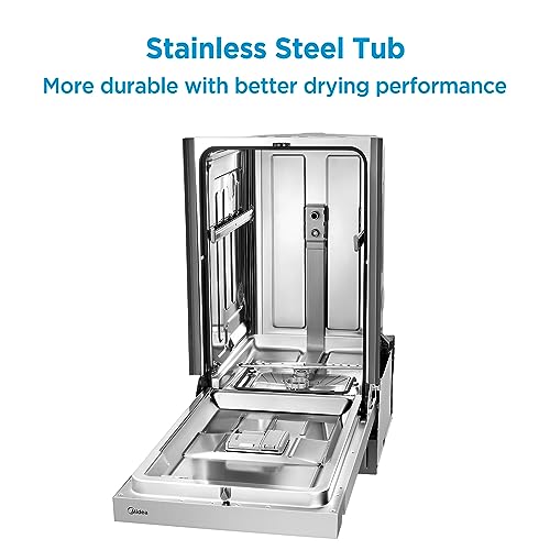 Midea MDF18A1AST Built-in Dishwasher with 8 Place Settings, 6 Washing Programs, Stainless Steel Tub, Heated Dry, Energy Star Midea