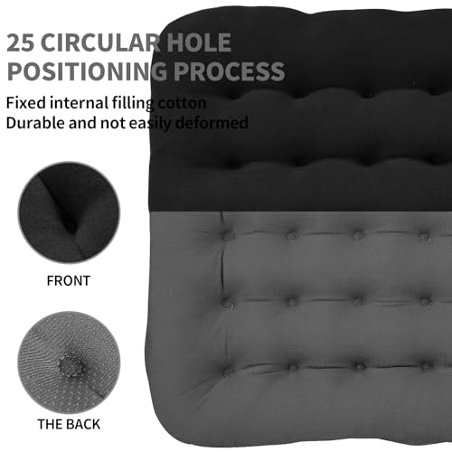 BUYUE Good Support Office Chair Cushion Padded, Soft Velvet Comfortable Non-Slip Seat Cushion for Computer Desk Kitchen Chair (1 Count, Black) BUYUE