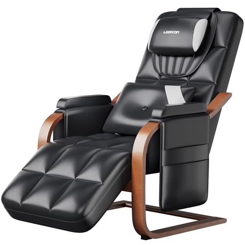 LEERCON Massage Chair Full Body, L-Track 4D Zero Gravity Shiatsu Heating Massage Recliner Chair,PU Leather,Adjustable Footrest for Study, Office, Living Room, Assembly Required LEERCON