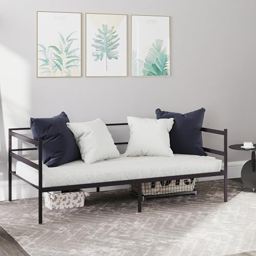 KOMFOTT Metal Daybed Frame Twin Size, Heavy-Duty Steel Slats Support Sofa Bed, Platform Mattress Foundation, Multifunctional Platform Bed Frame, Day Bed for Living Room & Guest Room KOMFOTT