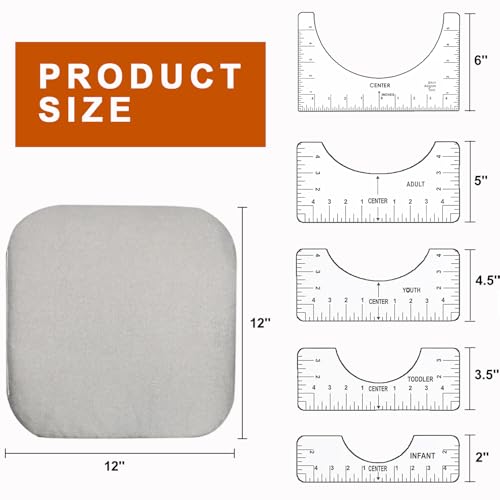 VCHOMY Heat Press Mat Double Sided12 x 12" with 5 Tshirt Guide Rulers for Cricut Easypress, Ironing Pad for DIY Sublimation HTV Vinyl Transfer VCHOMY