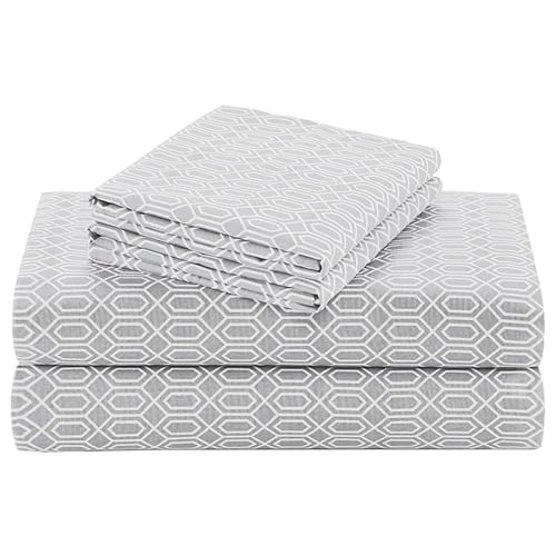 Comfort Spaces 100% Cotton Sheet Set Breathable, Lightweight, Soft with 12" Elastic Pocket Fits up to 14" Mattress, All Season Cozy Bedding, Matching Pillow Case, Twin Diamond Taupe 3 Piece Comfort Spaces