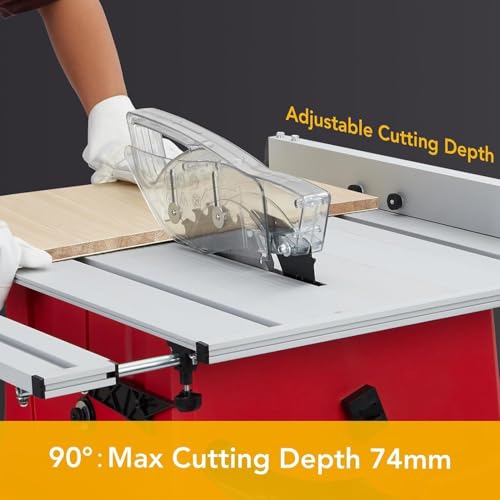Towallmark Table Saw 10 Inch, 15 Amp 5000RPM Powerful Tablesaw With Stand & Protective Cover, 36 X 25 Inch Tabletop Saw 90° Cross Cut & 0-45° Bevel Cut, Adjustable Depth, for Woodwork Towallmark