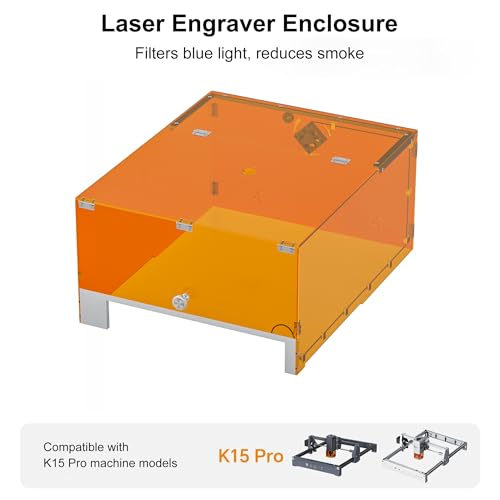 Carverall Laser Engraver Enclosure for K15 Pro Laser Engravering Machine, 280x470x210mm, Fully Enclosed Eye Protection Shield with Built-in Smoke Extraction Fan, Auto-Stop Safety Feature Carverall