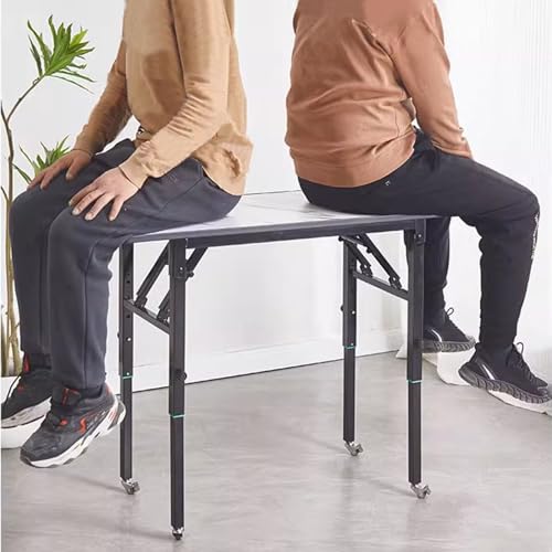 AMSXNOO Height Adjustable Standing Desk, No Assembly Folding Collapsible Computer Desk, Rolling Laptop Table for Workshop Home Office AMSXNOO