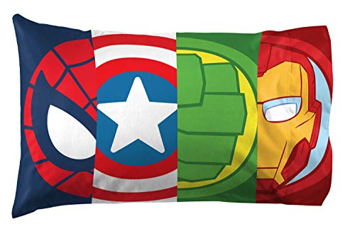 Jay Franco Marvel Super Hero Adventures Double Team 1 Pack Pillowcase - Double-Sided Kids Super Soft Bedding - Features The Avengers Jay Franco