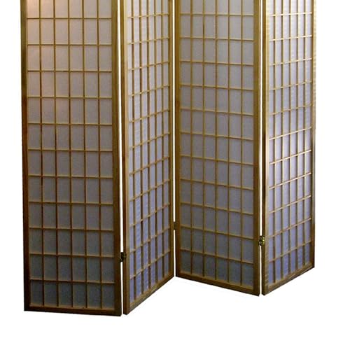 Transform Your Space with a 70" Tall 4-Panel Japanese Style Room Divider - Beautiful Natural Wood Finish! Zjjseloru
